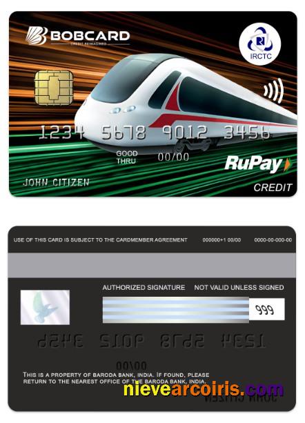 India The Baroda Bank Bobcard IRCTC RuPay credit card